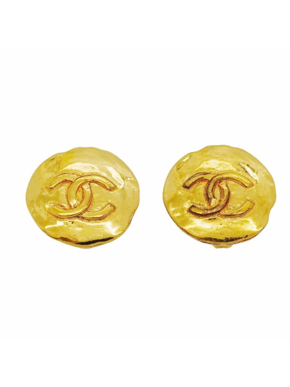 Chanel Earrings Vintage CC Logo Gold Plated